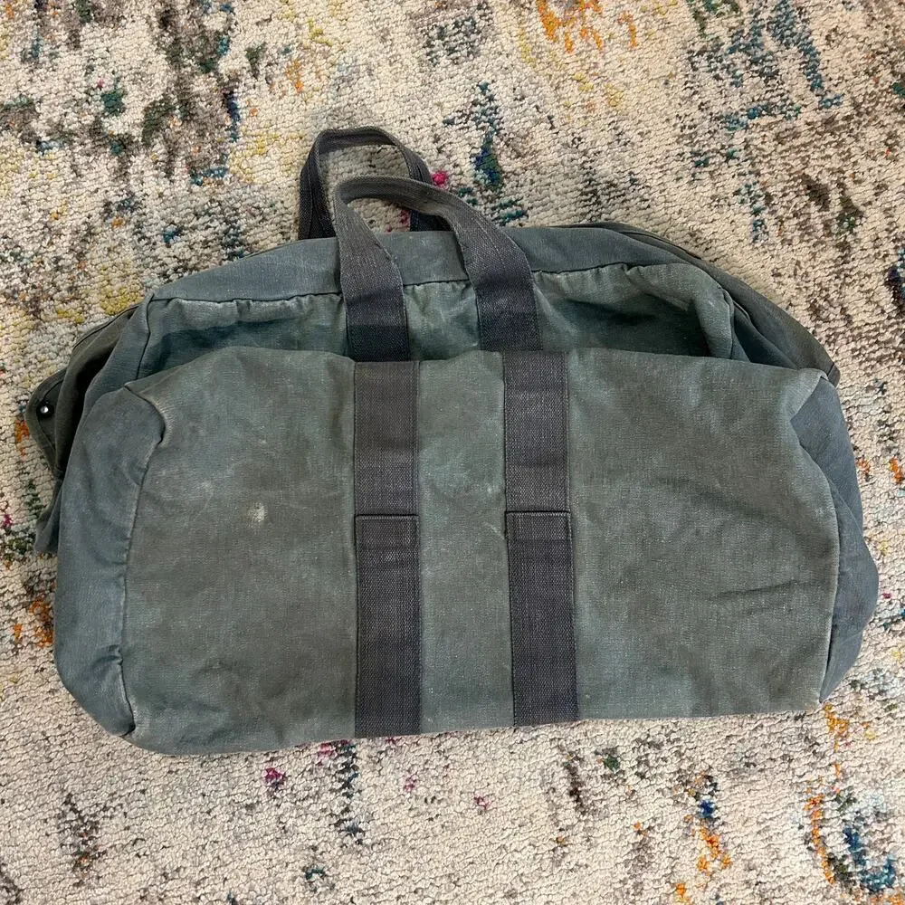 Vtg Distressed USAF Military Kit Bag Aviator Pilot Flyer Cotton Canvas Duffle
